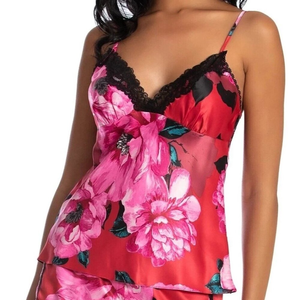 🌸✨ NWT Linea Donatella “Sonia” Floral Satin Cami & Shorts Pajama Set – S/P